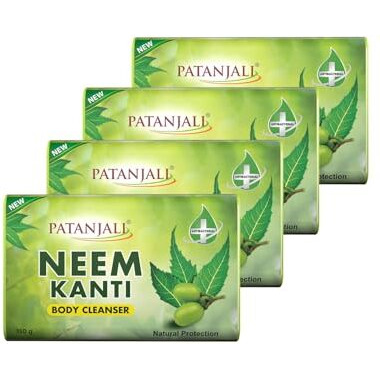 Patanjali Neem Kanti Herbal Body Cleanser Soap For Men And Women (150G, Pack Of 4), Moisturizing & Deep Cleansing, Natural Neem Soap For Dry Skin