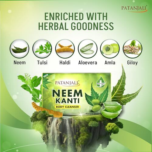 Patanjali Neem Kanti Herbal Body Cleanser Soap For Men And Women (150G, Pack Of 4), Moisturizing & Deep Cleansing, Natural Neem Soap For Dry Skin