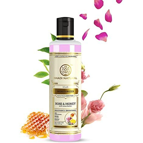 Khadi Natural Moisturising Lotion, Rose And Honey| Smooth And Radiant Skin| Unique Non-Sticky Formula| Keeps Skin Moisturized | Body Lotion| Suitable For All Skin Types| 210Ml