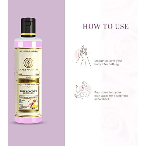 Khadi Natural Moisturising Lotion, Rose And Honey| Smooth And Radiant Skin| Unique Non-Sticky Formula| Keeps Skin Moisturized | Body Lotion| Suitable For All Skin Types| 210Ml