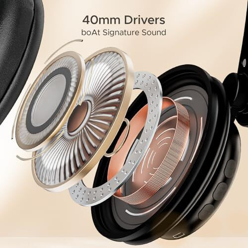 Boat Rockerz 450 Pro Bluetooth On Ear Headphones With Mic With 70 Hours Battery, 40Mm Drivers, Bluetooth V5.0 Padded Ear Cushions, Easy Access Controls And Voice Assistant(Luscious Black)