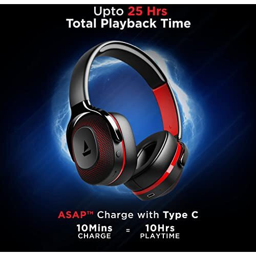 Boat Rockerz 425 Bluetooth Wireless Over Ear Headphones With Mic And Boat Signature Sound, Beast Mode For Gaming, Enx Tech, Asap Charge, 25H Playtime, Bluetooth V5.2 (Active Black)