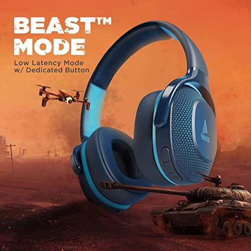 Boat Rockerz 425 Bluetooth Wireless Over Ear Headphones With Mic With Signature Sound, Beast Mode(Upto 65Ms Low Latency) For Gaming Enx Tech, Asap Charge 25H Playtime V5.2, Dual Pairing (Oceana Blue)