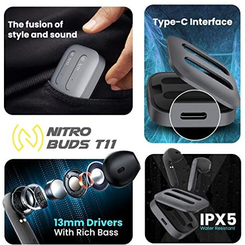 Flix (Beetel Nitro Buds T11 Newly Launched In-Ear True Wireless,Premium Metallic Case,13Mm Drivers & Super Bass,Bt V5.0,Low Latency,Ipx5 Water Resistant,Ultra Light,Type C Charge,Voice Assistant(T11)
