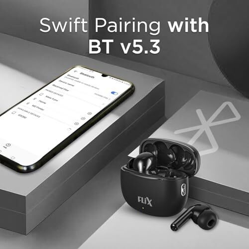 Flix (Beetel T16 Nitro Buds True Wireless In Ear, Bluetooth V5.3(Quick Paring), 10Mm Super Bass Drivers, Ipx4 Rated, Dual Mic, Touch Controls, 50Hrs Playback, Ai Voice Assistant (Xtw-T16)(Black/Grey)