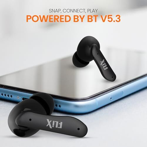 Flix (Beetel T22 Nitro Buds Truewireless Inear,Bluetooth V5.4(Quick Paring),10Mm Super Bass Drivers,Ipx4 Rated,Quad Mic Enc,Touch Controls,70Hrs Playback,Ai Voice Assistant(Xtw-T22)(Black/Orange)
