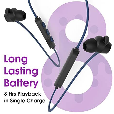 Amp Urban X5 Bluetooth Headphones With In-Line Mic Controls, Voice Assistant, 8 Hours Of Playback And Ipx5 Sweatproof (Blue)