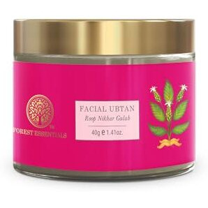 Forest Essentials Roop Nikhar & Gulab Ubtan | Ayurvedic Face Mask For Dry Skin | Gentle Exfoliating Face Pack | Gives Smooth Radiant And Brighter Complexion | With Rose & Pistachio, 1 Count