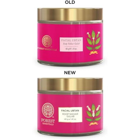 Forest Essentials Roop Nikhar & Gulab Ubtan | Ayurvedic Face Mask For Dry Skin | Gentle Exfoliating Face Pack | Gives Smooth Radiant And Brighter Complexion | With Rose & Pistachio, 1 Count