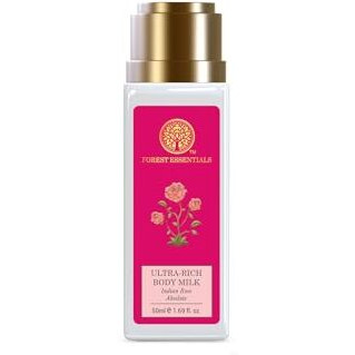 Forest Essentials Travel Size Ultra-Rich Body Milk Indian Rose Absolute | Natural Moisturizing Body Lotion For Instant Hydration | Ayurvedic Body Moisturizer, Paraben Free| For Women & Men | 50 Ml