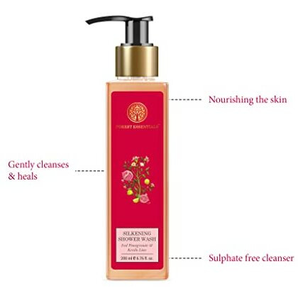 Forest Essentials Silkening Shower Wash Iced Pomegranate & Kerala Lime | Natural Body Wash Enriched With Active Ingredients For Soft & Smooth Skin | Paraben & Sulphate Free Ayurvedic Body Wash | For Women & Men | 200 Ml