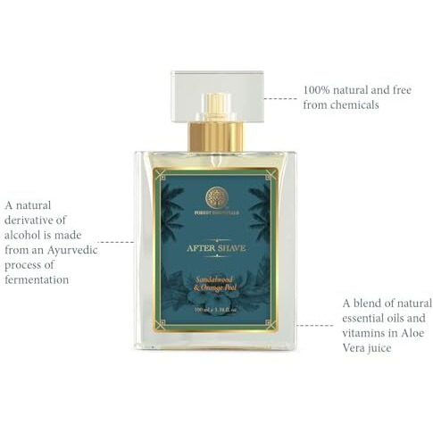 Forest Essentials After Shave Spray Sandalwood & Orange Peel For Men's | Natural After Shave For Purifying & Refreshing Skin | 100 Ml