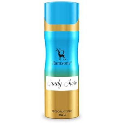 Ramsons - Sandy Shore Deodorant Spray | 200 Ml | Body Perfume For Women | Tn - Mint, Lavender, Bergamot, Mandarin Orange, Lemon | Mn - Sea Grass, Ginger, Jasmine, Rose | Bn - Musk, Sandalwood, Cedar