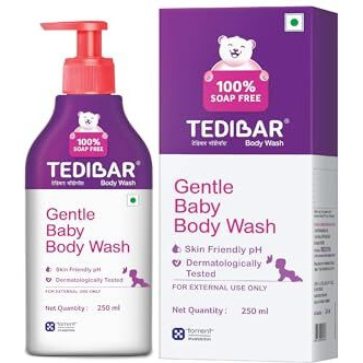 Tedibar - Body Wash For Babies| 100% Soap & Alkali Free | Skin-Friendly Ph 5.5| Recommended By Pediatricians | Prevents Dryness & Rashes | Suitable For Newborn Baby| 250Ml