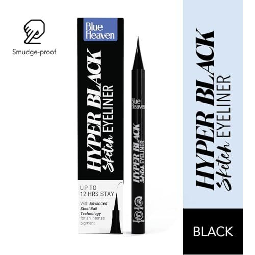 Blue Heaven Hyper Black Sketch Eyeliner Pen|Upto 12Hr Stay With Matte Finish|Waterproof & Smudge Proof |One Stroke Easy Application|With Advanced Steel Ball Technology