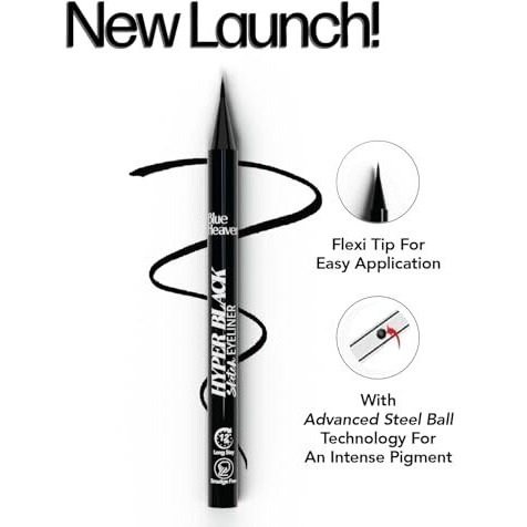 Blue Heaven Hyper Black Sketch Eyeliner Pen|Upto 12Hr Stay With Matte Finish|Waterproof & Smudge Proof |One Stroke Easy Application|With Advanced Steel Ball Technology