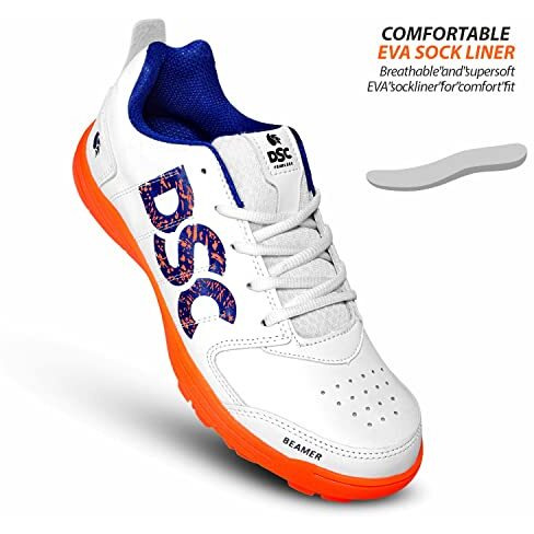 Dsc Men's Beamer Cricket Shoes (Fluro Orange-White, Size 8 Uk)