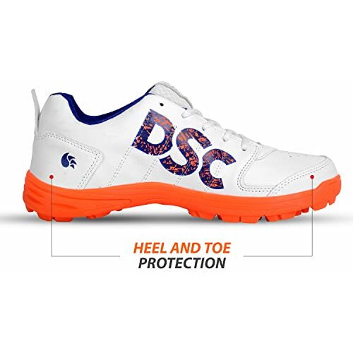 Dsc Men's Beamer Cricket Shoes (Fluro Orange-White, Size 8 Uk)