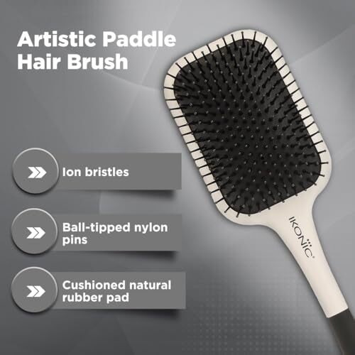 Ikonic Artistic Paddle Hair Brush - White & Black