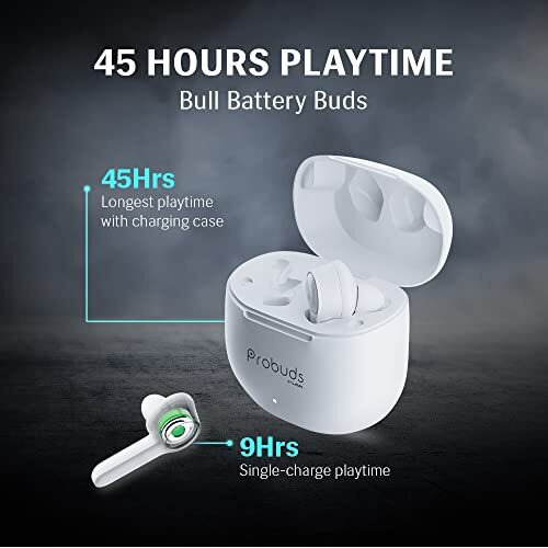 Lava Probuds 21 45 Hrs Playtime With 60Mah Bull Battery Touch Control Bluetooth Truly Wireless In Ear Earbuds With Mic Type-C Fast Charging Voice Assistant & Ipx4 (White)