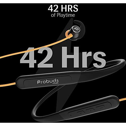 Lava Probuds N11 Bluetooth Neckband With Dash Switch & 42 Hrs Playtime, Quick Charge Technology(10Min  13Hrs), Ipx6 Rating, 12 Mm Drivers And Pro Game Mode(Kai Orange)