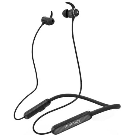 Probuds N41 Wireless Bluetooth Neckband (With Mic) | 35+ Hrs Playtime | Enc | 12 Hrs Fast Charge In 10 Mins | Water Resistant (Ipx6) | Bt V5.3 | 50Ms Low Latency | Dual Device Pairing (Panther Black)