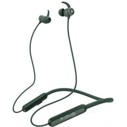 Probuds N41 Wireless Bluetooth Neckband (With Mic) | 35+ Hrs Playtime | Enc | 12 Hrs Fast Charge In 10 Mins | Water Resistant (Ipx6) | Bt V5.3 | 50Ms Low Latency | Dual Device Pairing (Forest Green)
