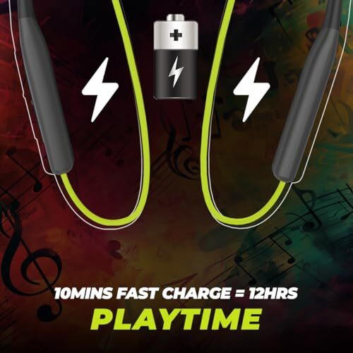 Probuds N32 Wireless Bluetooth Neckband (With Mic) | 40+ Hrs Playtime | Enc | Dual Device Pairing | 10 Mins Fast Charge | 10Mm Driver With Heavy Bass | Water Resistant | Bt V5.3 (In Ear, Black-Green)