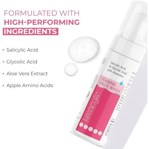 Leeford Keracylic Foaming Face Wash For Men & Women Pack Of 1 (60Ml) With 1% Salicylic & Glycolic Acid,Aloevera|Ideal For Oily Skin & Helps To Make Skin Acne Free