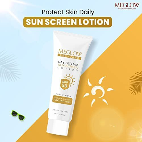 Meglow Pro-Care Spf 50 Pa+++ Sunscreen Lotion For Face & Body (50Ml)  Broad Spectrum Uva/Uvb Protection & Blue Light Defense, Intense Hydration For All Skin Types