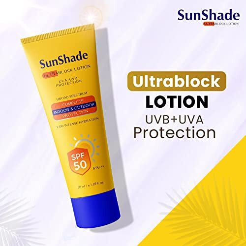Leeford Sunshade Ultra Block Sunscreen Spf 50 Pa+++ Lotion For Face & Body (50Ml, All Skin Types - Uva/Uvb | Water Resistant |Non-Greasy| Broad Spectrum| Blue Light Indoor & Outdoor Protection)