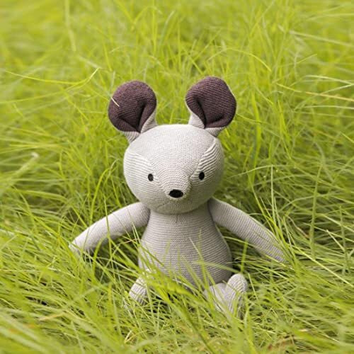 Pluchi Jerry Cotton Knitted Stuffed Soft Toys For Babies & Kids(Cool Grey & Tan)