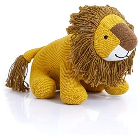 Pluchi Baby Lion - Cotton Knitted Stuffed Soft Toys For Babies & Kids (Tuscan Sun, Ivory & Bronze Color)
