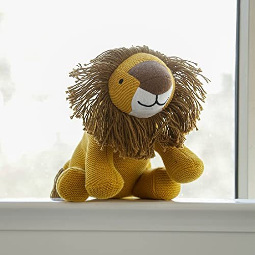 Pluchi Baby Lion - Cotton Knitted Stuffed Soft Toys For Babies & Kids (Tuscan Sun, Ivory & Bronze Color)