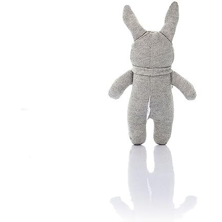 Pluchi Toto Bear Cotton Knitted Stuffed Soft Rattle Toys (20Cm X 12Cm) (Vanilla Grey Melange)