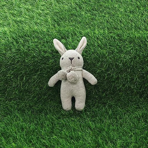 Pluchi Toto Bear Cotton Knitted Stuffed Soft Rattle Toys (20Cm X 12Cm) (Vanilla Grey Melange)