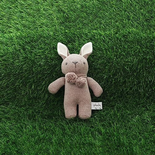 Pluchi Toto Bear Cotton Knitted Stuffed Soft Rattle Toys (20Cm X 12Cm) (Spring Dust Melange)