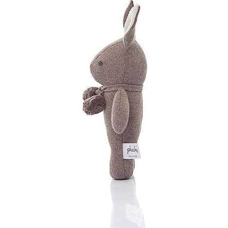 Pluchi Toto Bear Cotton Knitted Stuffed Soft Rattle Toys (20Cm X 12Cm) (Spring Dust Melange)