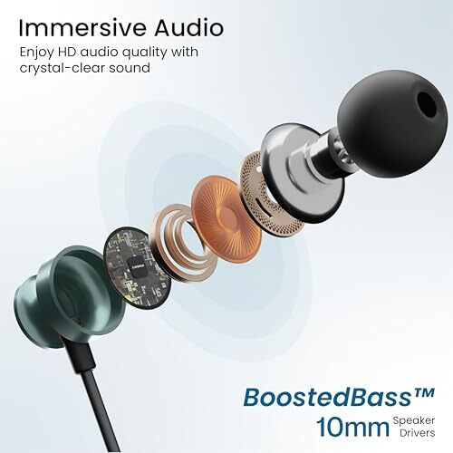 Ambrane Type-C Wired Earphones, 10Mm Bass Drivers, Inline Controls For Type C Smartphones, Iphone 15 & Laptop, 1.2M Braided Anti Tangle Wire With Mic For Clear Calling (Stringz 03, Black) - In Ear