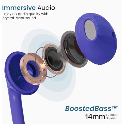 Ambrane Wired Headphones In Earphones With In-Line Mic For Clear Calling, 14Mm Dynamic Drivers For Boostedbass, 3.5Mm Jack, Multi-Functional Controller (Stringz 38 Lite, Blue)