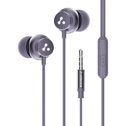 Ambrane Stringz 38 Wired Headphones With Mic, Powerful Hd Sound With High Bass, Tangle Free Cable, Comfort In Ear Fit, 3.5Mm Jack (Green)