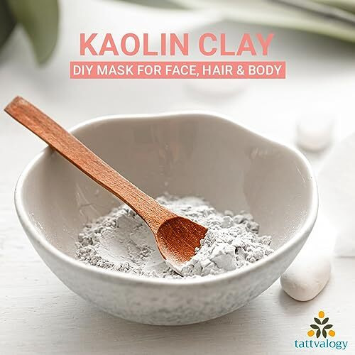 Tattvalogy Pharma Grade Kaolin Clay Powder | China Clay | White Clay | Vegan And Organic | Paraben Free | Reduces Acne, De Tan & Blackheads | Fack Pack | Hair Pack | In Glass Jar - 175 Gm