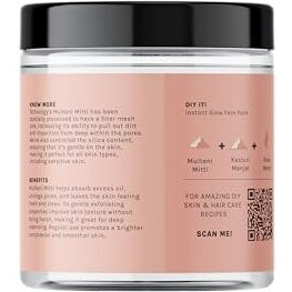 Tattvalogy Multani Mitti Powder | Fuller's Earth | 100% Natural | Rich In Calcium | For Face Mask And Hair Mask | Bentonite Clay | Cleanses Skin | Suitable For All Skin Types | In Plastic Jar - 200 Gm