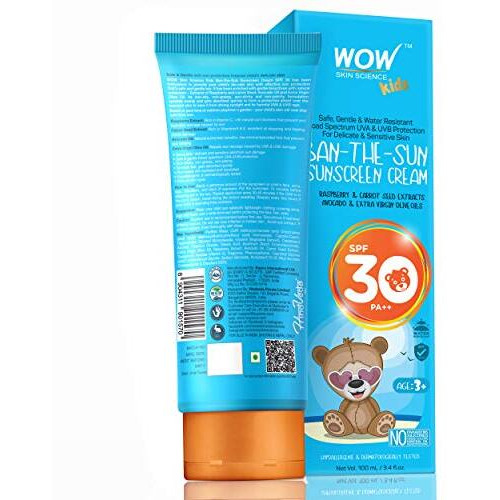 Wow Skin Science Kids Ban-The-Sun Sunscreen Cream For Combination Skin, Spf 30 Pa++ - No Parabens, Silicones, Oxide Color, Mineral Oil And Benzophenone, 100 Ml, Pack Of 1