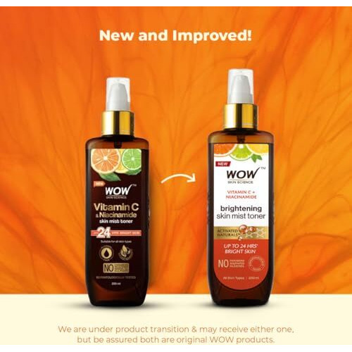 Wow Skin Science Vitamin C Skin Mist Toner With Lemon Essential Oil, Orange Essential Oil With Hazel & Aloe Vera Extracts - For All Skin Types - No Parabens, Silicones, Mineral Oil & Sulphates - 200Ml