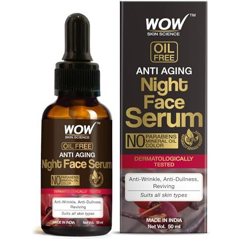 Wow Skin Science Anti Aging Night Face Serum - Oil Free - Anti Wrinkle, Anti Dullness, Reviving - No Parabens, Silicones & Color - 50Ml
