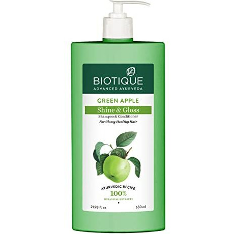 Biotique Green Apple Shine & Gloss Shampoo & Conditioner| Promotes Healthy, Shiny And Glossy Hair | Nourishes Scalp | Makes Hair Soft & Smooth |100% Botanical Extracts| All Skin Types | 650Ml