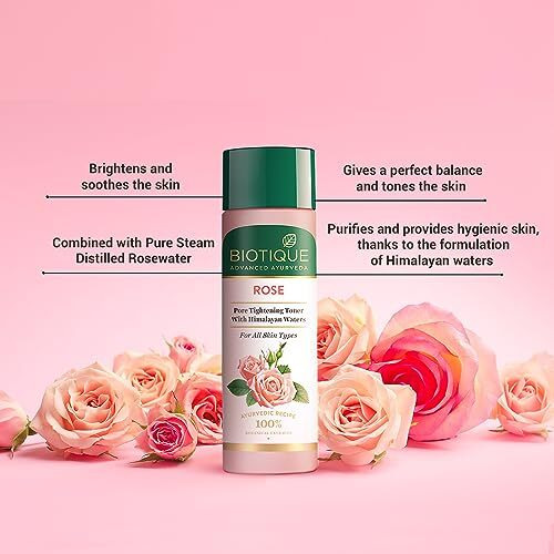 Biotique Bio Rose Pore Tightening Toner With Himalayan Water For All Skin Type 120 Ml