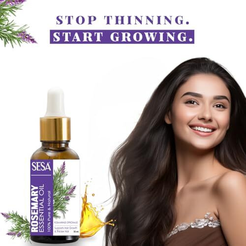 Sesa Rosemary Essential Oil For Hair Growth Nourishes Skin Hair Fall Control Oil For Women And Men 100% Pure & Natural Rosemary Oil, 30 Ml
