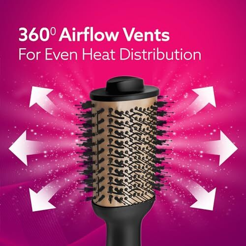 Agaro Hv2179 Hot Air Brush For Hair, Blow Dryer Brush, Volumizer & Styler, 360 Airflow Vent, Oval Barrel For Hair Volume, Charcoal Bristles, Ceramic Coating Brushing Head, 1200W, Gold & Black